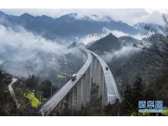 【湖北】雨后泗渡河大桥周围云雾缭绕 宛如仙境